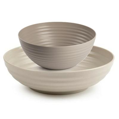 Plasticforte onbreekbaar servies kommetjes - beige - kunststof - 13 x 7 cm en 19 x 5 cm