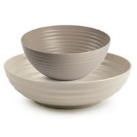 Plasticforte onbreekbaar servies kommetjes - beige - kunststof - 13 x 7 cm en 19 x 5 cm