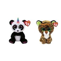 Ty - Knuffel - Beanie Boo's - Paris Panda & Tiggy Tiger - thumbnail