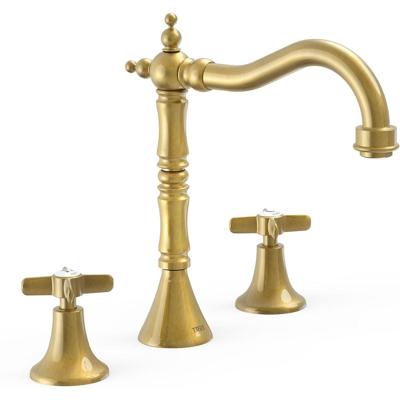 Wastafelkraan Tres Classic | Opbouw | Mengkraan | Standaard model | 2-hendels | Rond | Oud messing glans