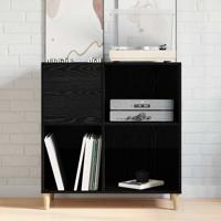 Platenkast met plank Zwart eiken 84,5 x 38 x 89 cm Bewerkt hout