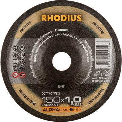 Rhodius 209511 Doorslijpschijf gebogen 150 mm 1 stuk(s) RVS, Staal
