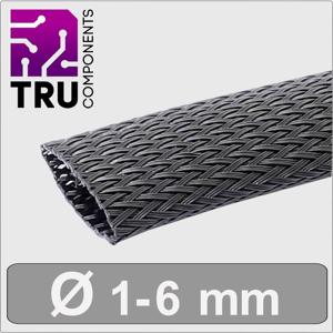 TRU COMPONENTS TC-13377540 T24CA101 Gevlochten slang Zwart Polyester 1 tot 6 mm per meter