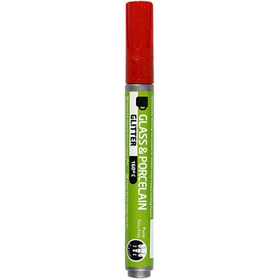 Creativ Company Glas- en porseleinstift glitter semi-dekkend - rood