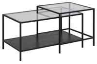 Salontafel Bronx Glas Zwart Set van 2 - Giga Living