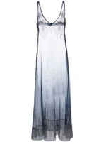 Rabanne robe longue transparente à détails de clous - Bleu