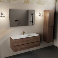 Mondiaz Aivy badmeubel 120cm mocha met wastafel solid surface talc midden 1 kraangat en spiegel - thumbnail