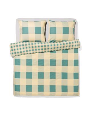 051 Dekbedovertrek 140x200/220cm Flanel Ruiten Groen-beige (groen)