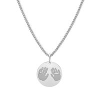 Gepersonaliseerde hand- en/of voetafdrukken ketting - Stainless steel - Zilver - Rond 15 mm - Handafdrukken