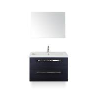 Seville Badmeubelset 80 cm - Black Oak - Keramische Wastafel Wit Djazz - met Spiegel