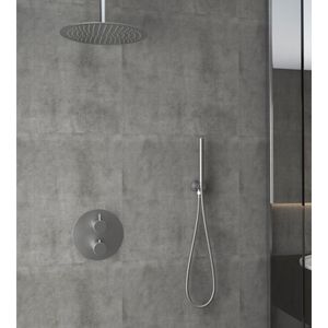 Regendouche set SaniClear Exclusive | Inbouw | 30 cm | Thermostaatkraan | 2-weg | Rond | RVS look
