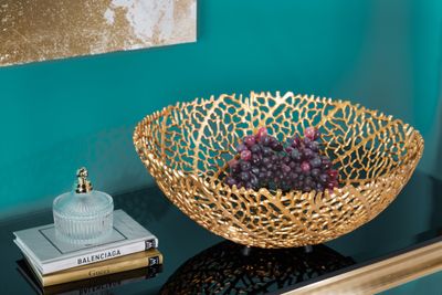 Filigraan design kom ABSTRACT BLAD 45cm goud handgemaakt - 43190