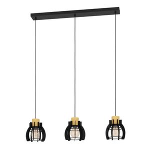 Eglo 3-lichts hanglamp Stillington 1 zwart met hout 43925