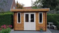 Woodpro Zuna Tuinhuis 350x300 cm 28 mm vuren blank- Plat dak- Onbehandeld vurenhout- Woodpro
