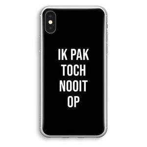 Ik pak nooit op - Zwart: iPhone X Transparant Hoesje