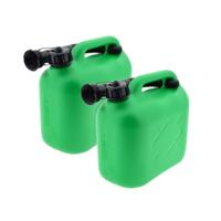 Benson Jerrycan groen voor brandstof - 2x stuks - 5 liter - incl schenktuit