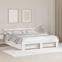Bedframe met hoofdeinde Wit 180 x 200 cm Massief grenenhout