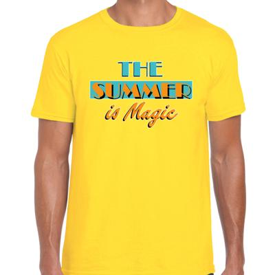 Toppers verkleed T-shirt heren - The summer is Magic - geel - Miami Vice - Tropische feestkleding