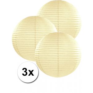 Ivoorkleurige lampionnen 35 cm 3 stuks   -