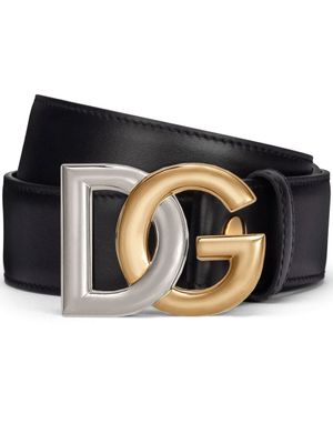 Dolce & Gabbana ceinture en cuir à logo DG - Noir