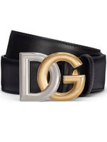 Dolce & Gabbana ceinture en cuir à logo DG - Noir