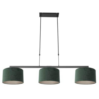 Steinhauer Zwarte hanglampStang met groene velours kappen - 3463ZW