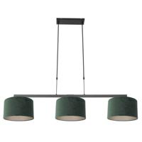 Steinhauer Zwarte hanglampStang met groene velours kappen - 3463ZW