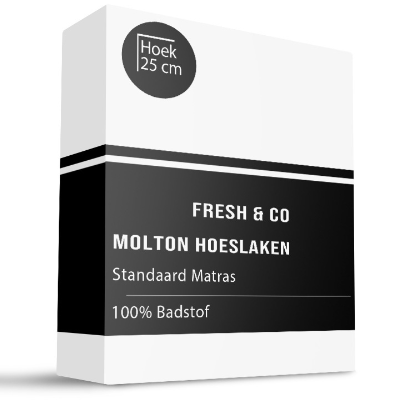 Molton Hoeslaken Badstof Waterdicht - Standaard matras - 200x200 cm - Fresh and Co Matrasbeschermer - Dekbed-Discounter.nl