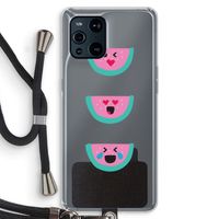 Smiley watermeloen: Oppo Find X3 Transparant Hoesje met koord