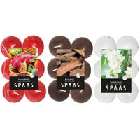 Candles by Spaas geurkaarsen - 36x stuks in 3 geuren - Maxi theelichtjes van 4.5 branduren