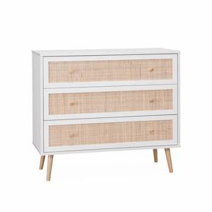 sweeek - Ladekast met hout- en rietlook, 90x39x79cm