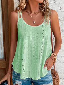 Plain Solid Eyelet Embroidery Cami Casual Cami