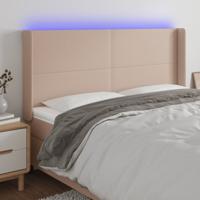 Hoofdbord LED 203x16x118/128 cm kunstleer cappuccinokleurig
