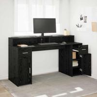 Bureau met lade Zwart eiken 160 x 55 x 91 cm Bewerkt hout