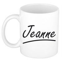 Naam cadeau mok / beker Jeanne met sierlijke letters 300 ml - thumbnail