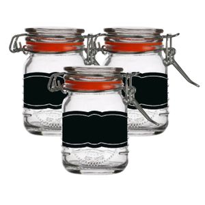 Weckpotje/inmaakpotje - 4x - 70 ml - glas - met beugelsluiting - incl. etiketten