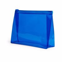 Mini toilettas/make-up etui - blauw - 17 x 12 cm - Makeuptassen/Toilettassen - Make-up opbergen