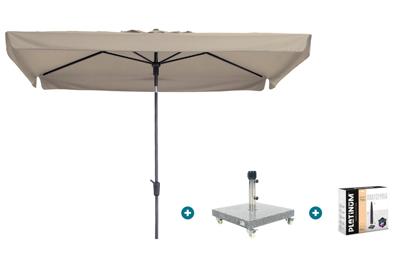 Madison Delos Luxe stokparasol 200x300 cm. - Ecru met Sevilla voet en hoes