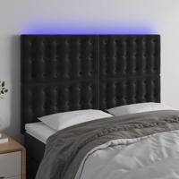Hoofdbord LED 144x5x118/128 cm fluweel zwart