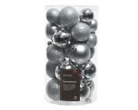 30 onbreekbare kerstballen mixkoker zilver - thumbnail
