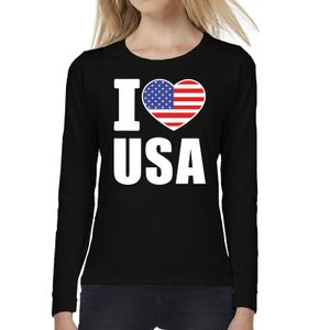 I love USA long sleeve t-shirt zwart voor dames