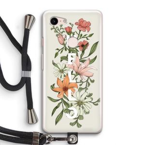 Hello bloemen: Pixel 3 Transparant Hoesje met koord