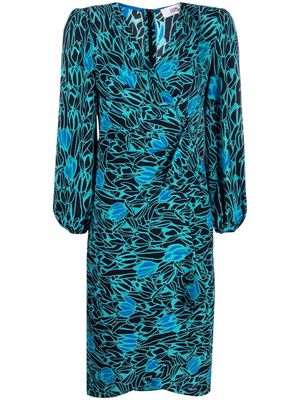 DVF Diane von Furstenberg robe mi-longue Thanatos à imprimé floral - Noir