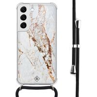 Samsung Galaxy S22 hoesje met koord - Marmer goud
