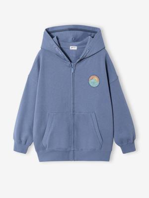 Oversized sweater met rits grijsblauw