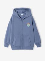 Oversized sweater met rits grijsblauw