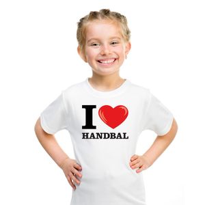 Wit I love handbal t-shirt kinderen M (134-140)  -