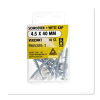 Schroef kap wit 4.5x40mm verz 10st - Deltafix
