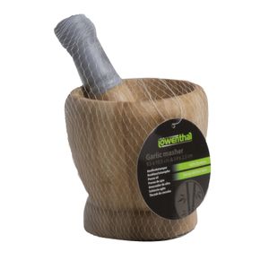 Bamboe houten vijzel met stamper D10 x H11 cm