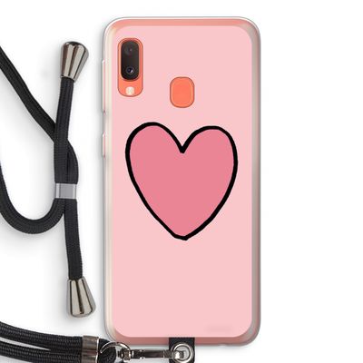 Hartje: Samsung Galaxy A20e Transparant Hoesje met koord